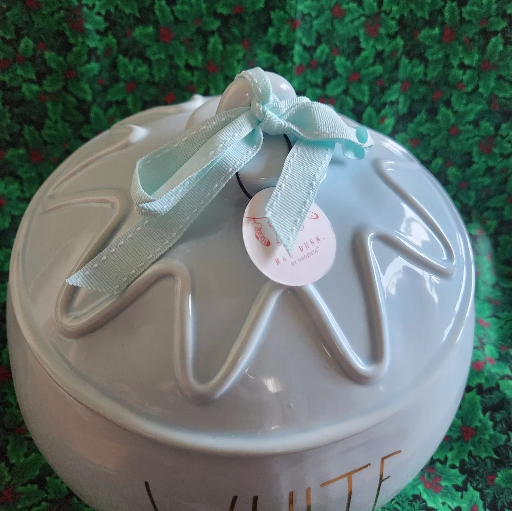 Rae Dunn Christmas Ornament Canister Blue Gold  Extra Large New